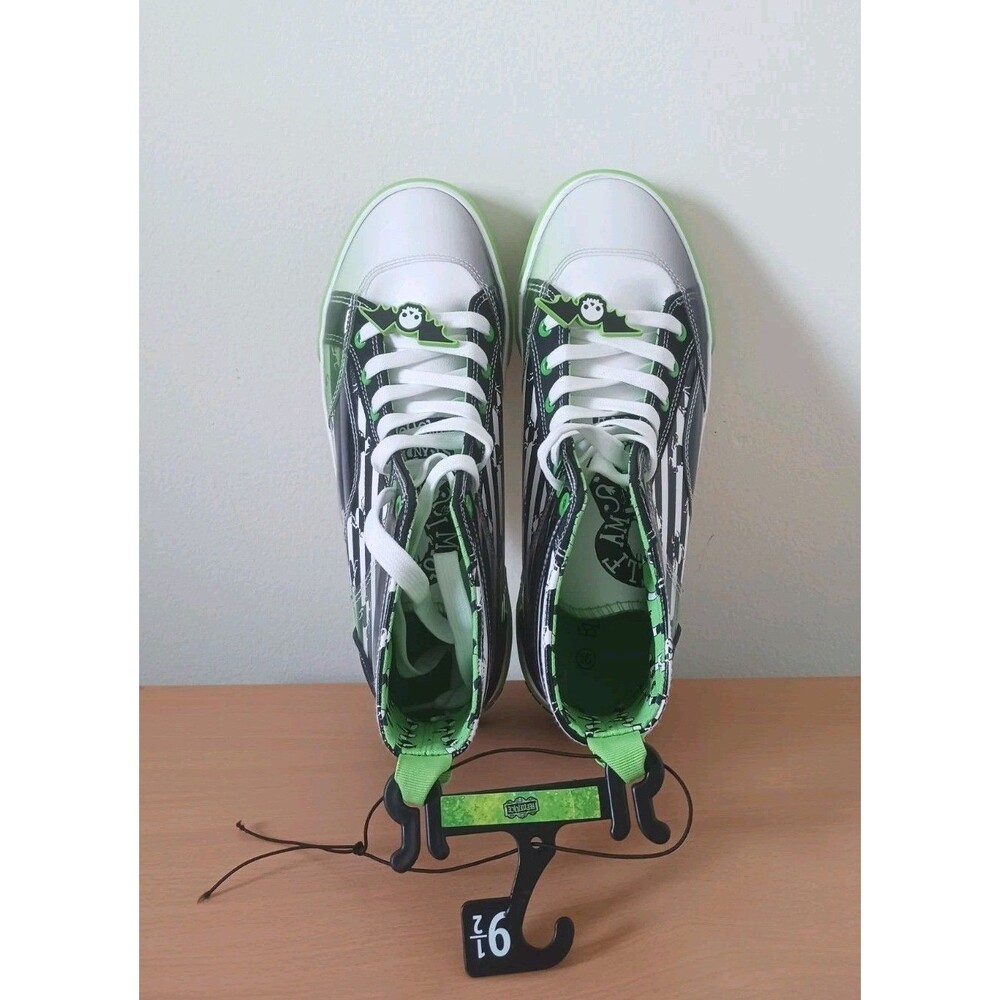 Beetlejuice Glow In The Dark High‎ Top Sneakers Womens Black Green Halloween 9.5